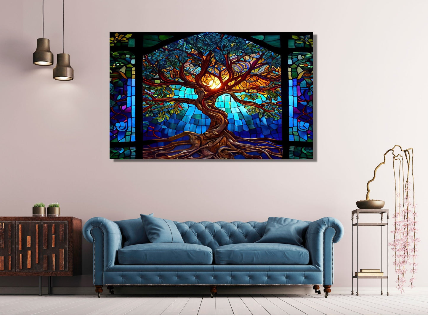 Stained Glass Wall Art Tree of Life Window-Wall Painting Decor