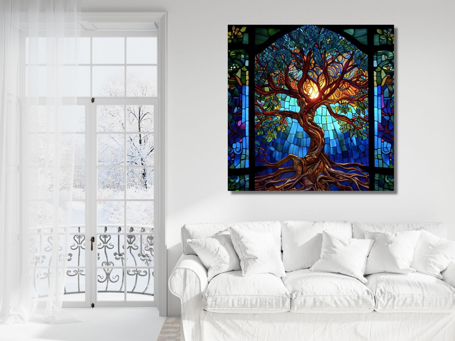 Stained Glass Wall Art Tree of Life Window-Wall Painting Decor