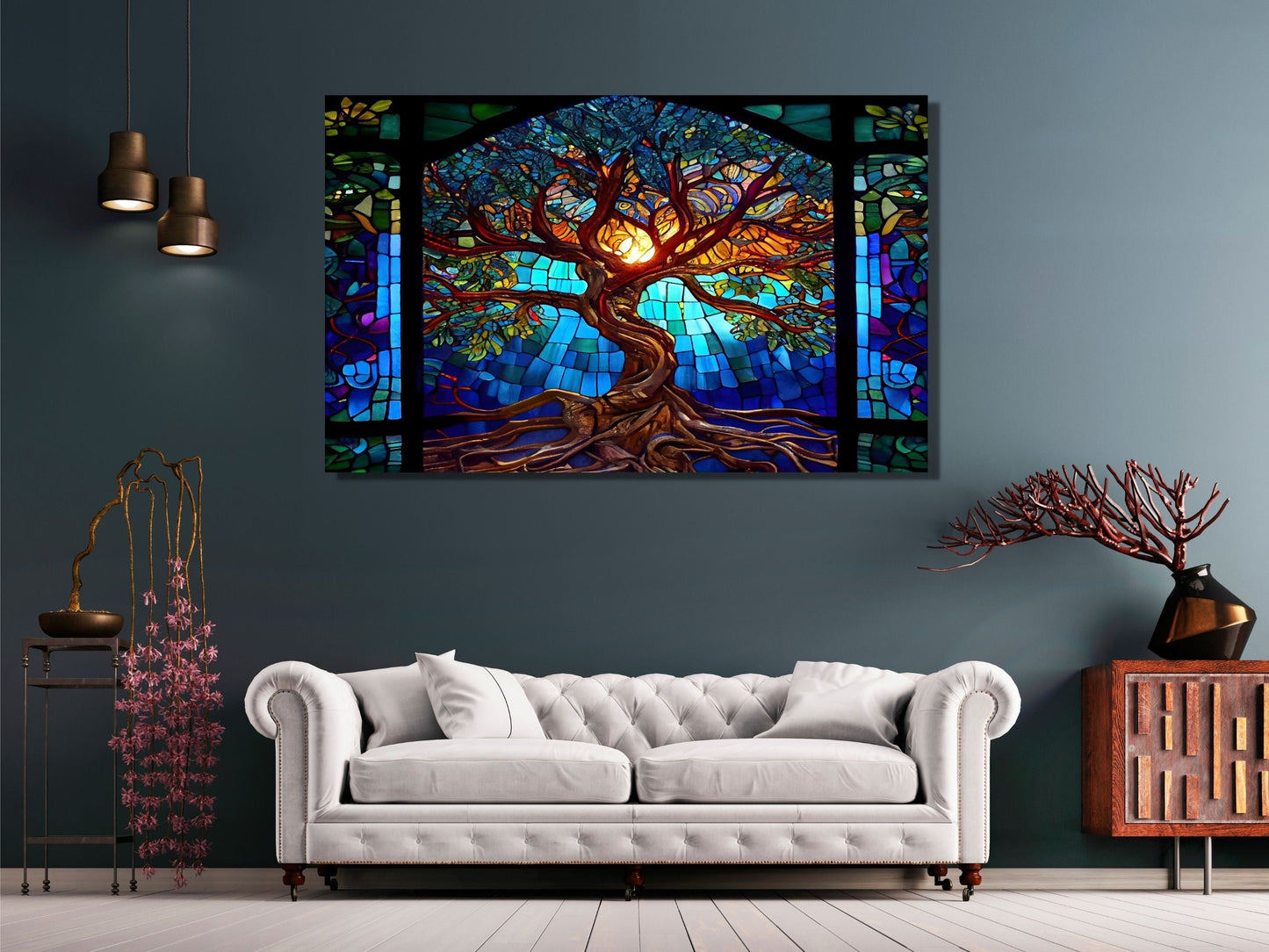 Stained Glass Wall Art Tree of Life Window-Wall Painting Decor