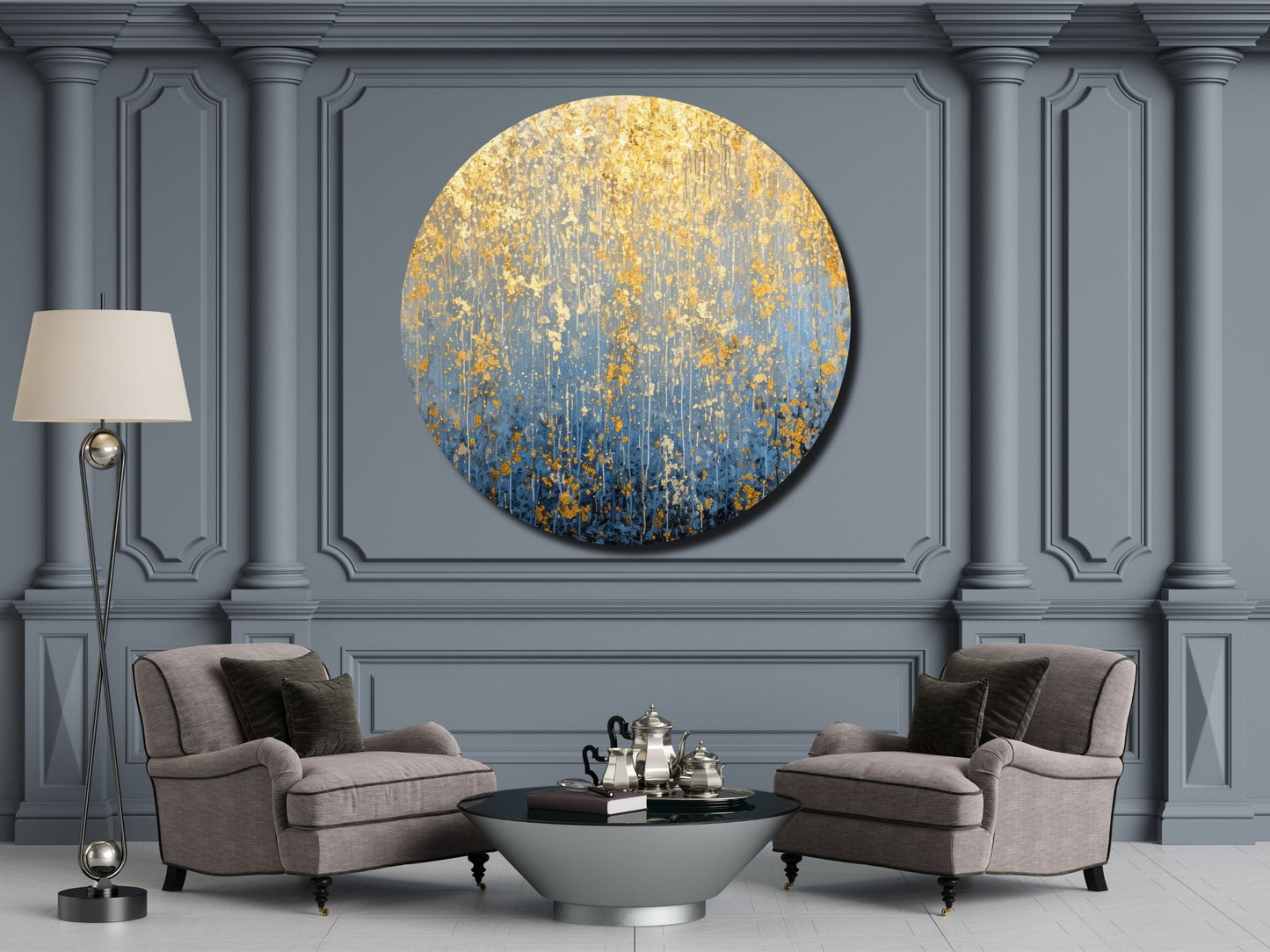 Abstract Marble Gold Blue Wall Art Decor-Home&Office Glass Printing Wall Painting