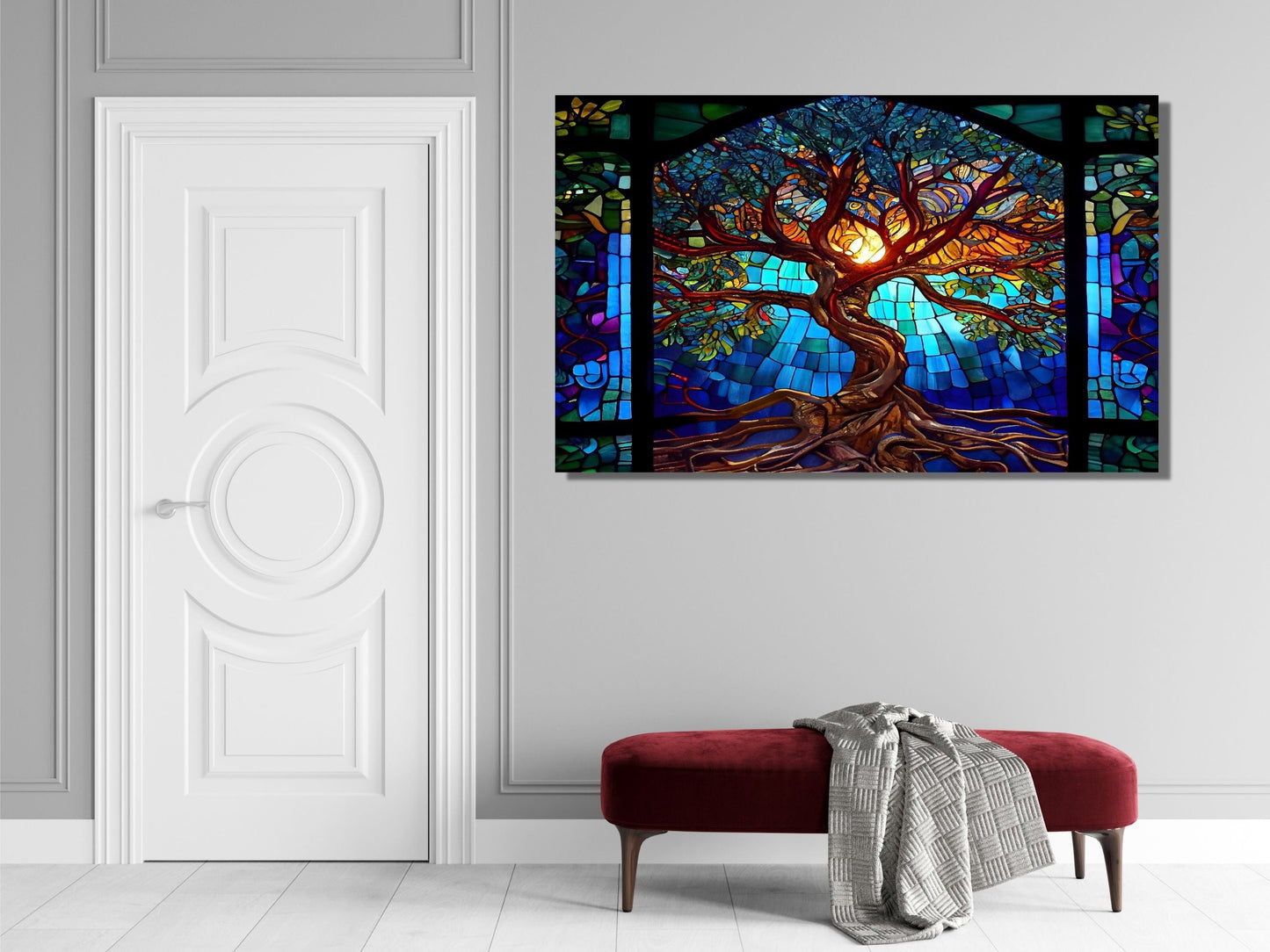 Stained Glass Wall Art Tree of Life Window-Wall Painting Decor