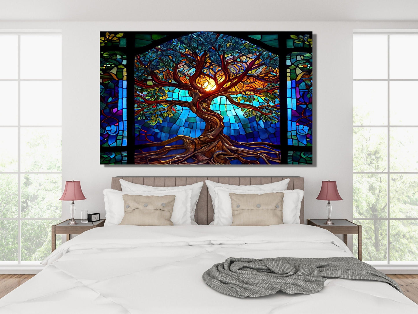 Stained Glass Wall Art Tree of Life Window-Wall Painting Decor