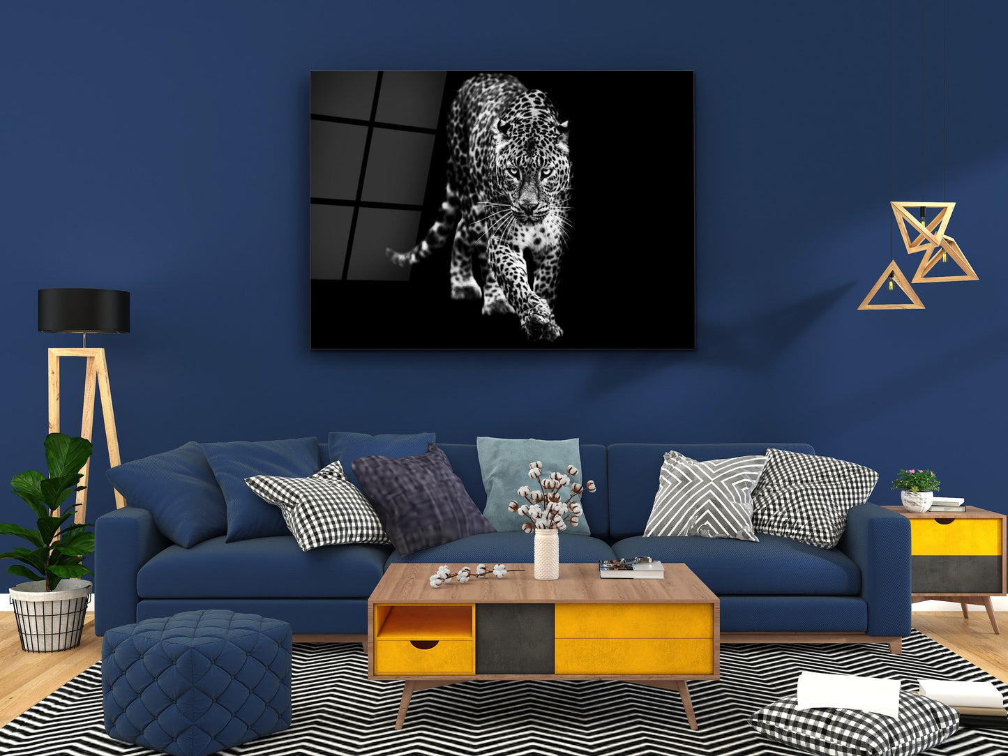 Leopard Glass Printing Wall Art-Home Office Wall Painting Decoration