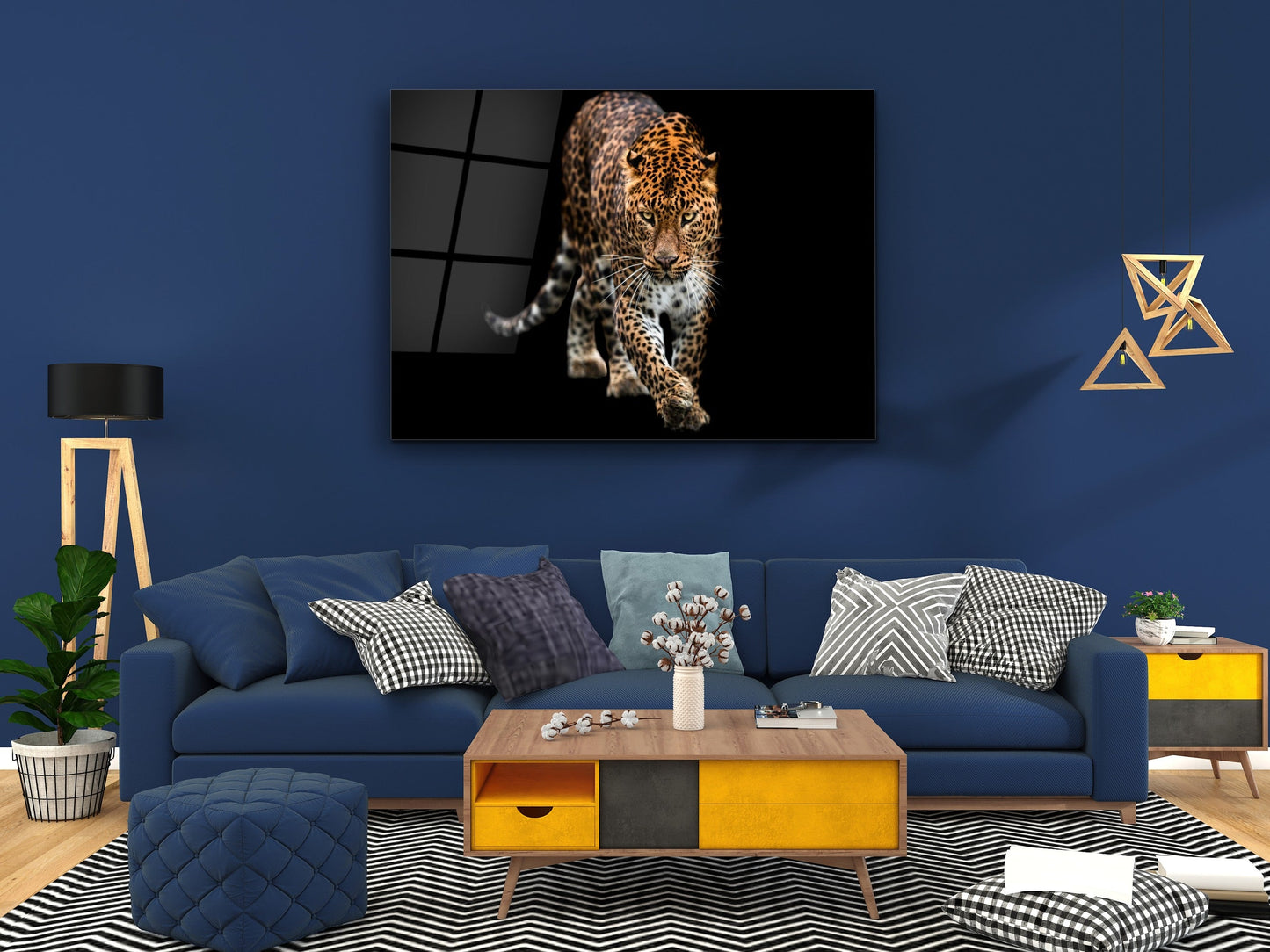 Leopard Glass Printing Wall Art-Home Office Wall Painting Decoration