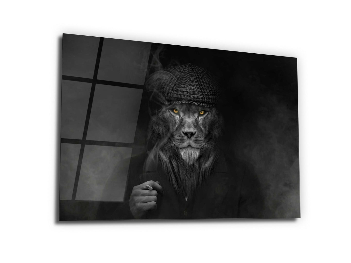 Lion Glass Printing Wall Art-Home Office Wall Painting Decoration