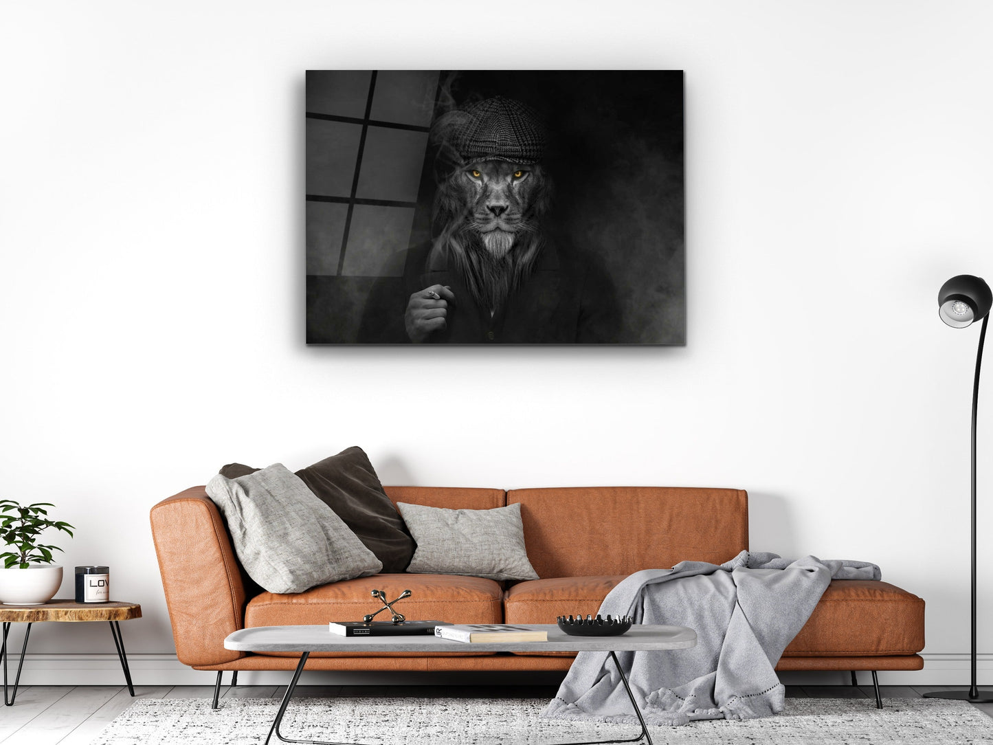 Lion Glass Printing Wall Art-Home Office Wall Painting Decoration