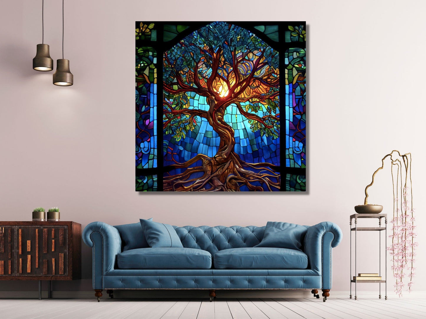 Stained Glass Wall Art Tree of Life Window-Wall Painting Decor