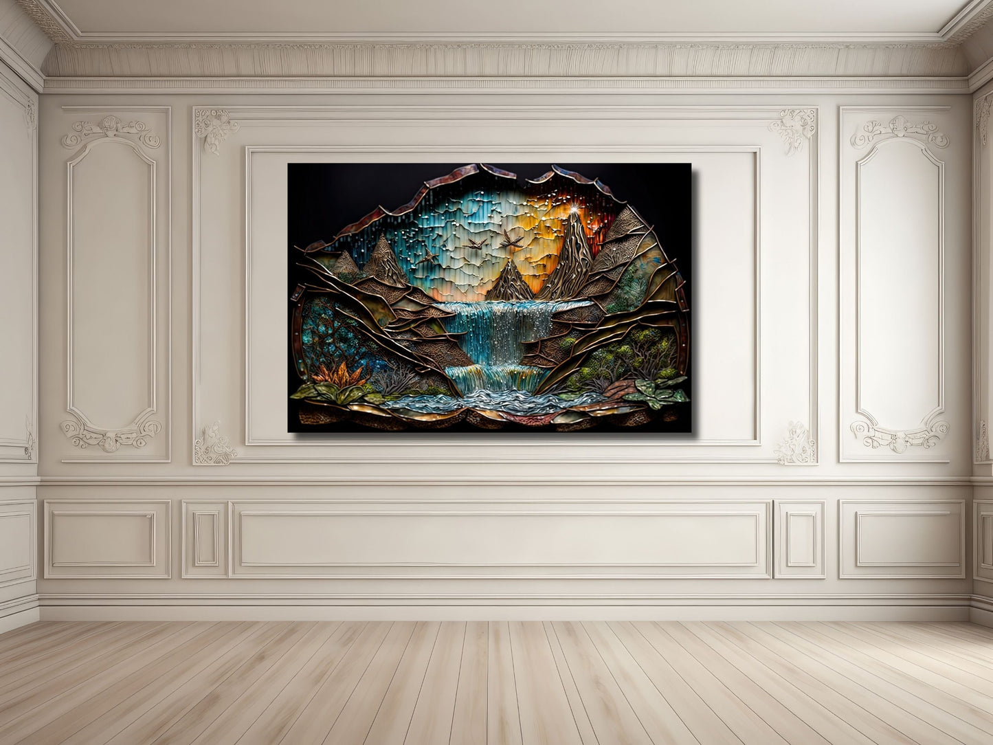 Stained Glass Waterfall Pattern Wall Art Window-Wall Painting Decor