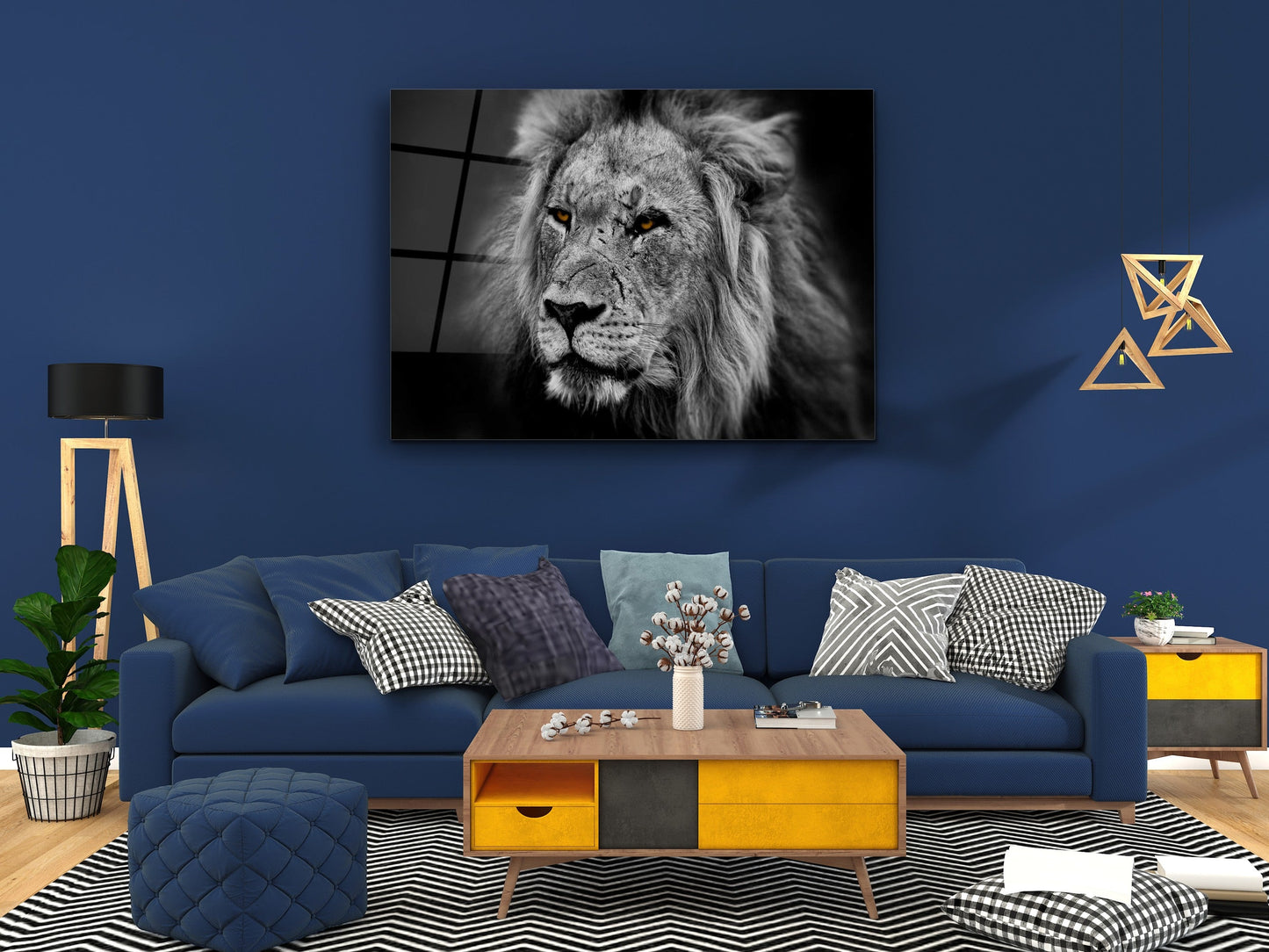 Lion Glass Printing Wall Art-Home Office Wall Painting Decoration