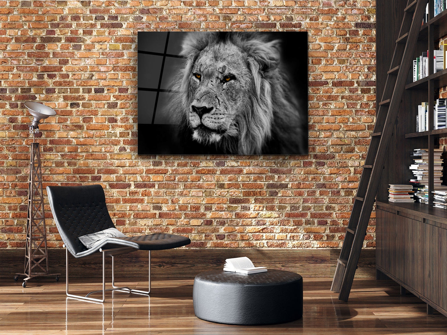 Lion Glass Printing Wall Art-Home Office Wall Painting Decoration