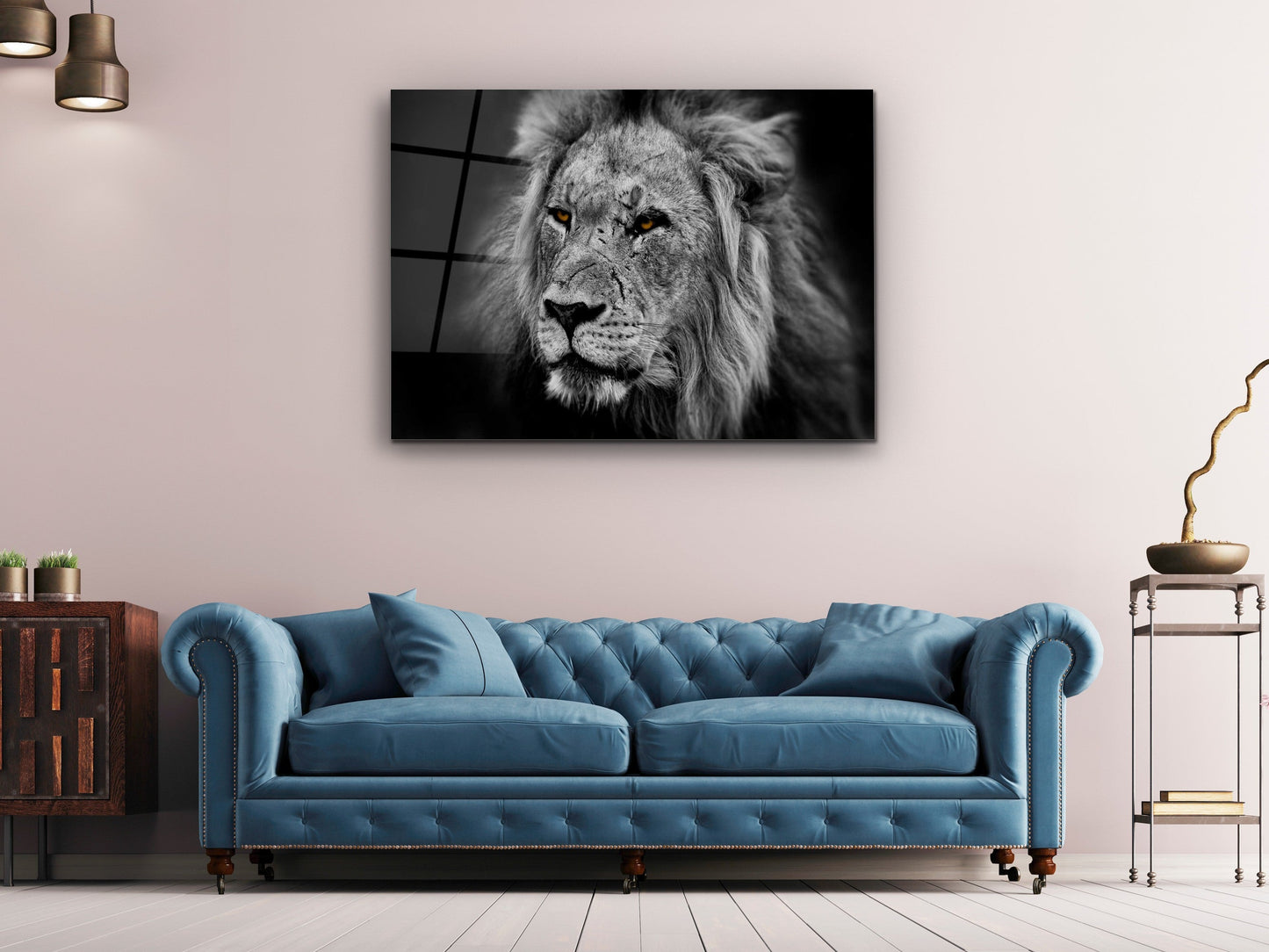 Lion Glass Printing Wall Art-Home Office Wall Painting Decoration