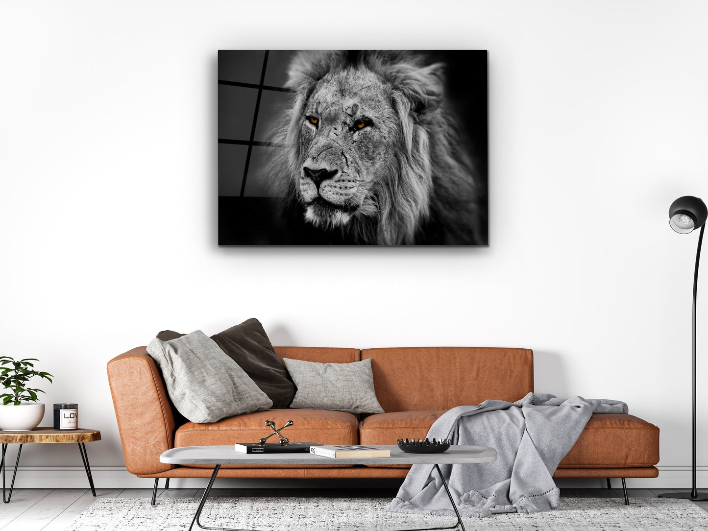 Lion Glass Printing Wall Art-Home Office Wall Painting Decoration