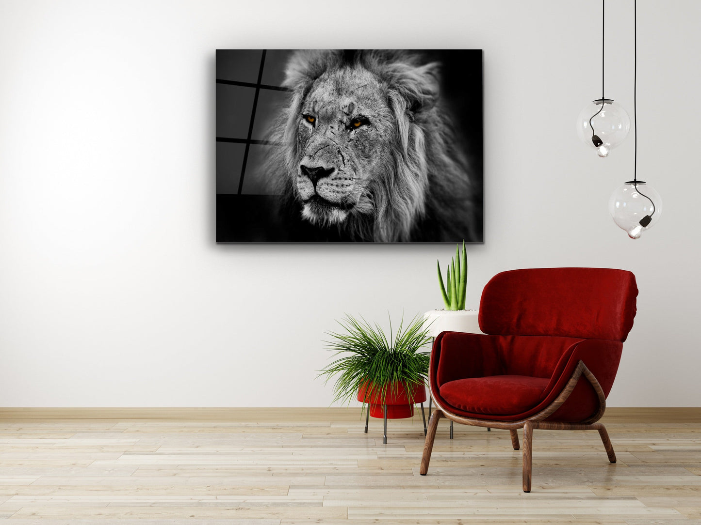 Lion Glass Printing Wall Art-Home Office Wall Painting Decoration