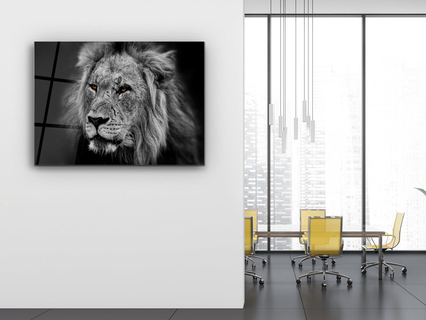 Lion Glass Printing Wall Art-Home Office Wall Painting Decoration