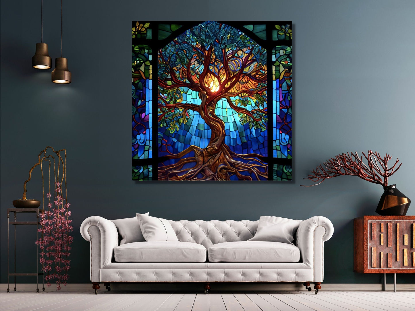 Stained Glass Wall Art Tree of Life Window-Wall Painting Decor