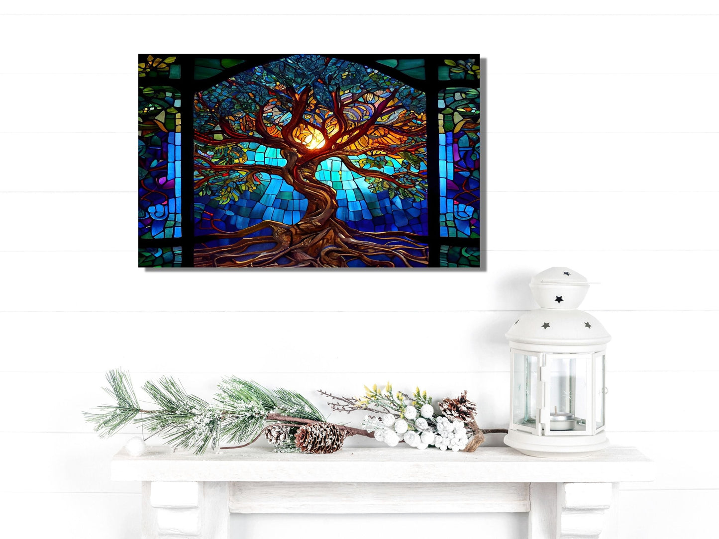 Stained Glass Wall Art Tree of Life Window-Wall Painting Decor