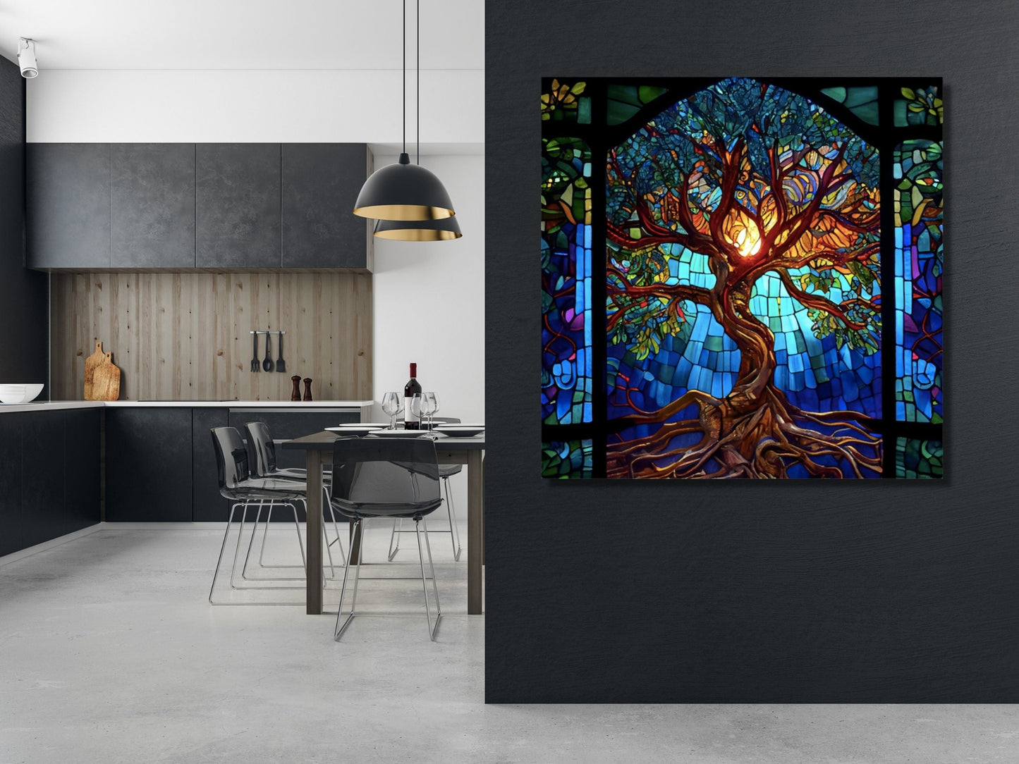 Stained Glass Wall Art Tree of Life Window-Wall Painting Decor