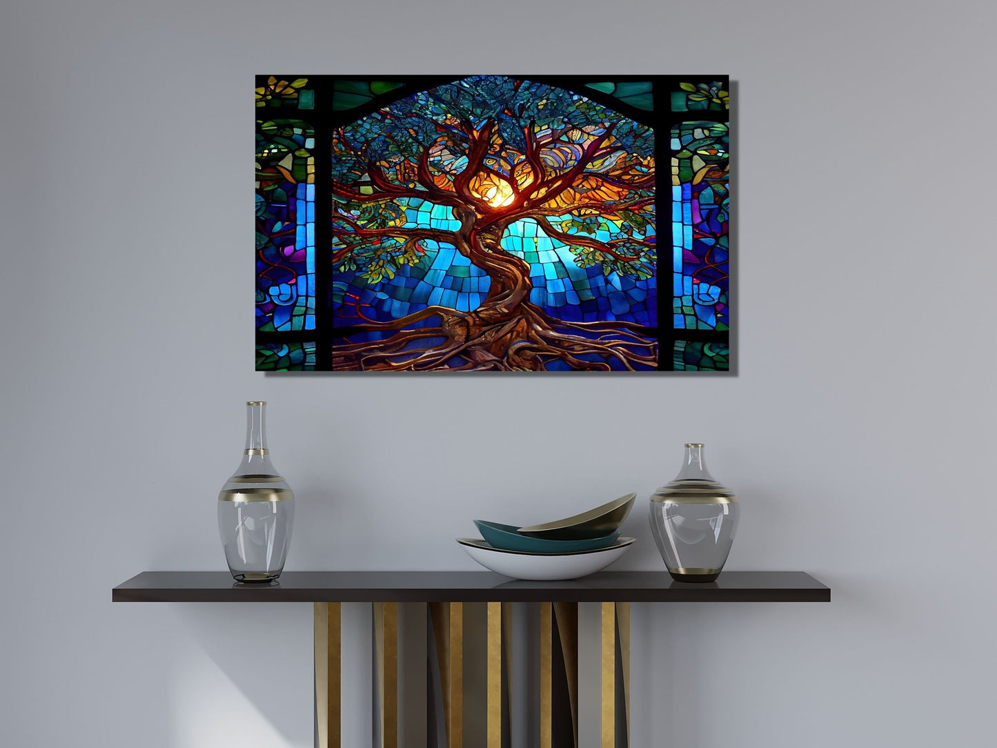 Stained Glass Wall Art Tree of Life Window-Wall Painting Decor