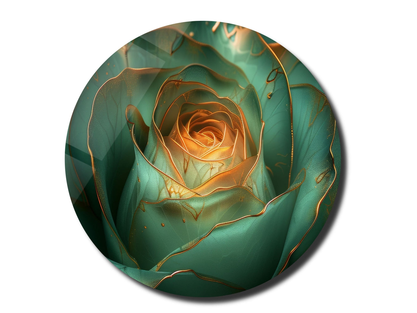 Abstract Gold Green Floral Wall Art Decor-Home&Office Glass Printing Wall Painting