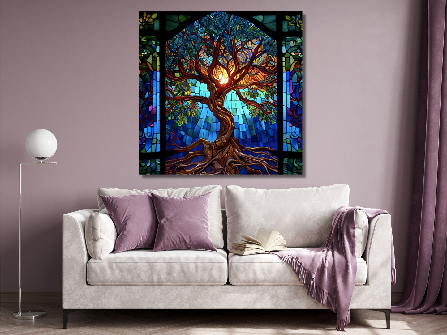 Stained Glass Wall Art Tree of Life Window-Wall Painting Decor