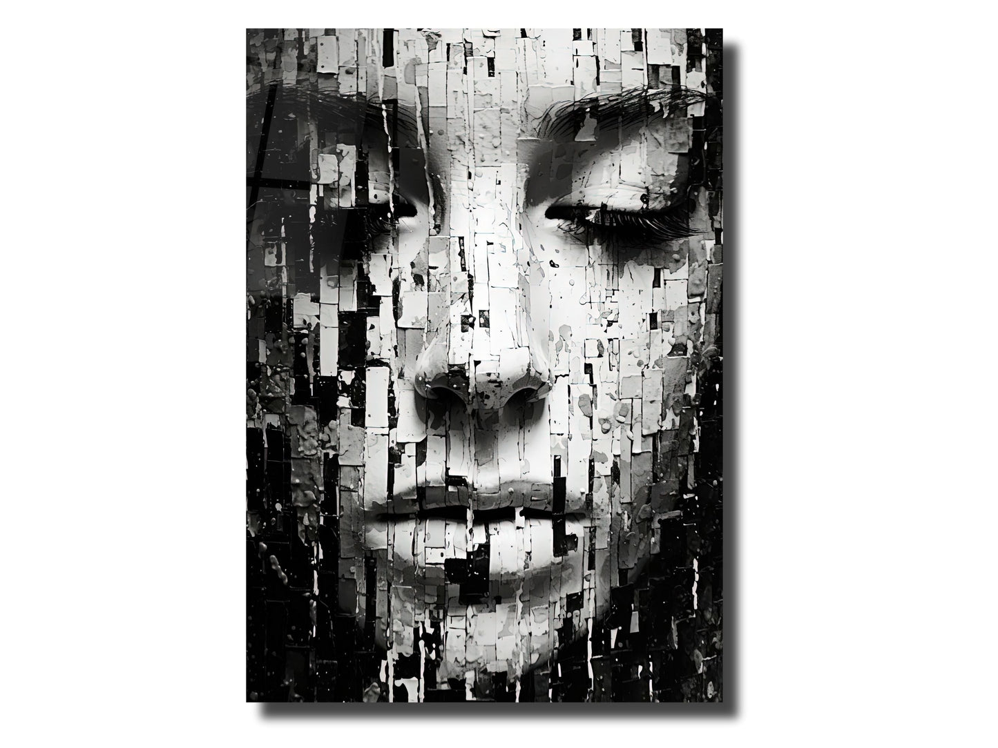 Abstract Minimalist Design Wall Art Decor Black&White-Home&Office Glass Printing Wall Painting