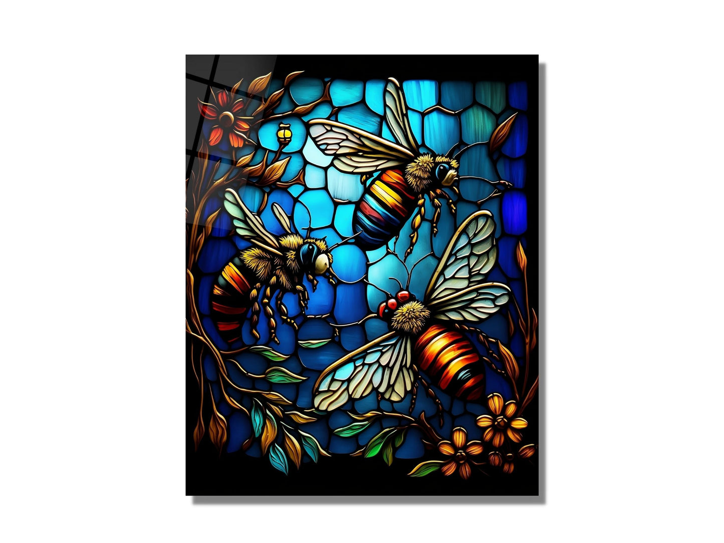 Stained Glass Bee Pattern Wall Art Window-Wall Painting Decor