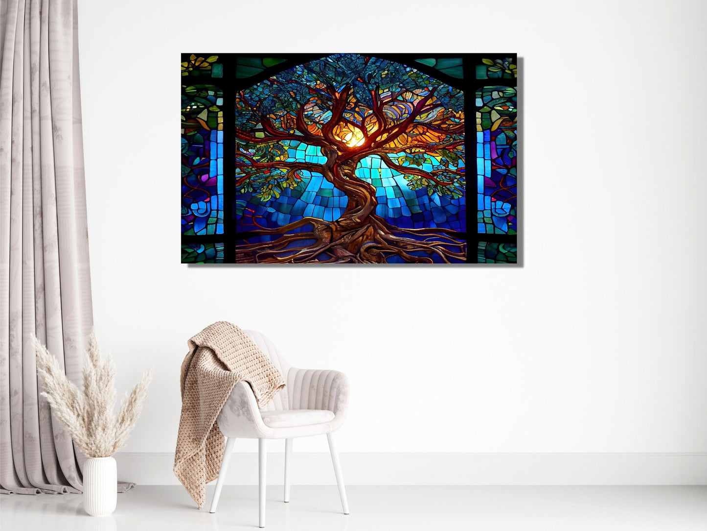 Stained Glass Wall Art Tree of Life Window-Wall Painting Decor