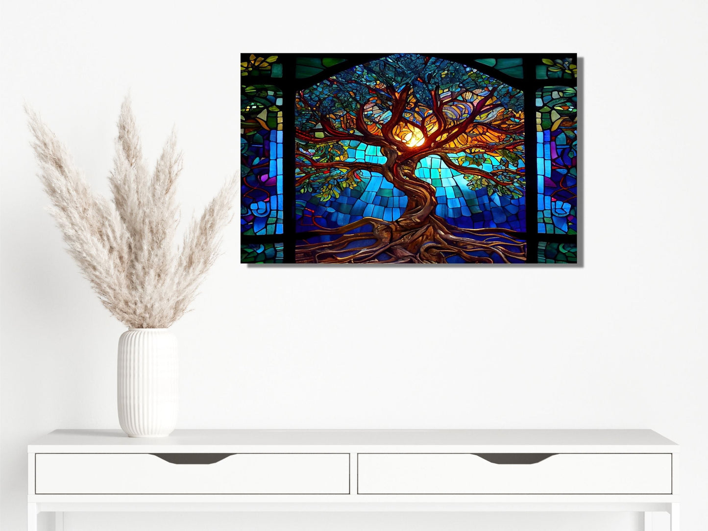 Stained Glass Wall Art Tree of Life Window-Wall Painting Decor