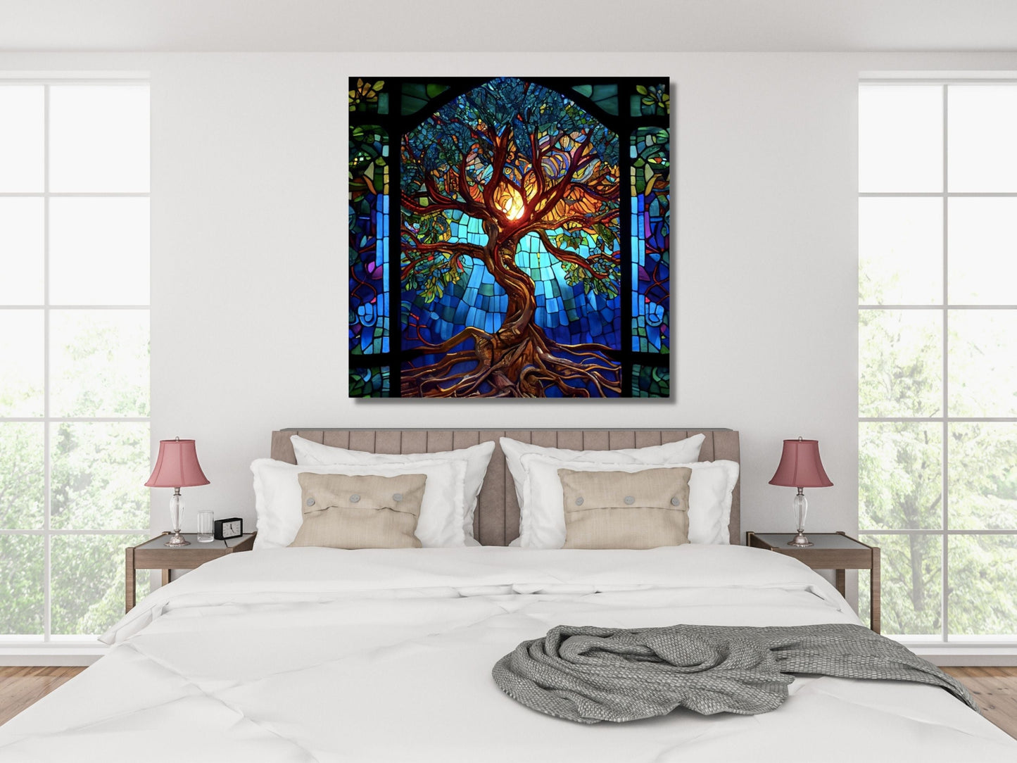 Stained Glass Wall Art Tree of Life Window-Wall Painting Decor
