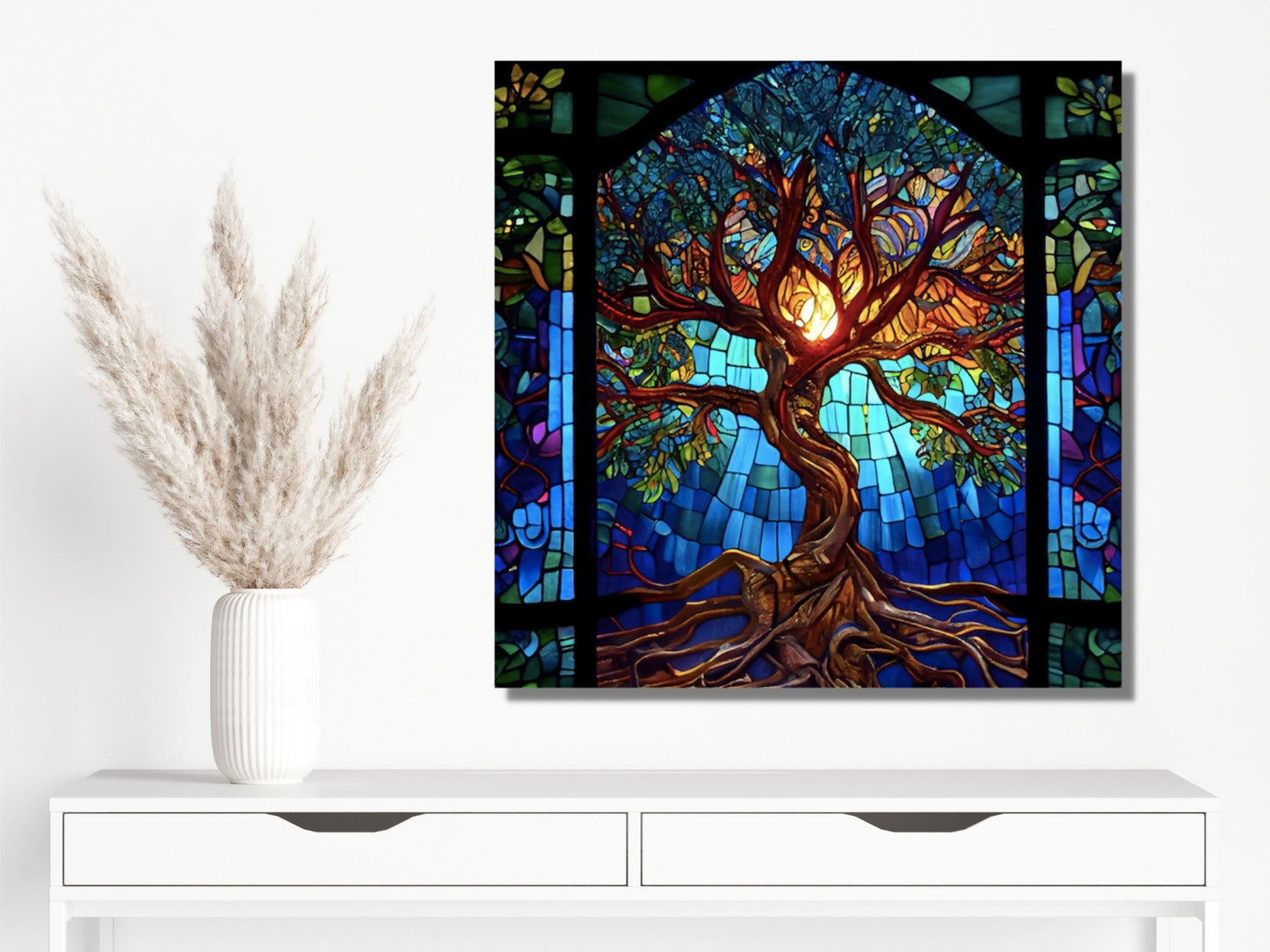 Stained Glass Wall Art Tree of Life Window-Wall Painting Decor