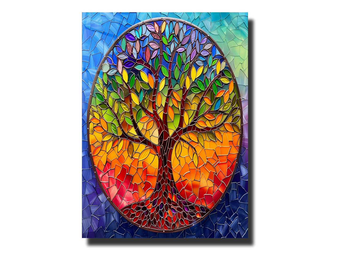Stained Glass Tree of Life Pattern Wall Art Decor-Home&Office Glass Printing Wall Painting
