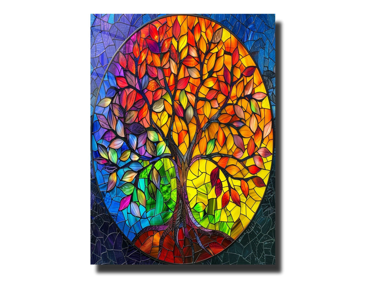 Stained Glass Tree Of Life Pattern Wall Art Decor-Home&Office Glass Printing Wall Painting