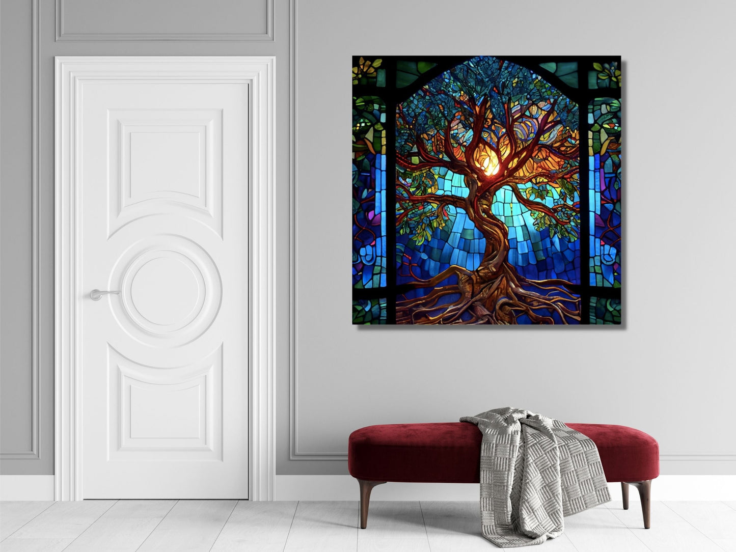 Stained Glass Wall Art Tree of Life Window-Wall Painting Decor