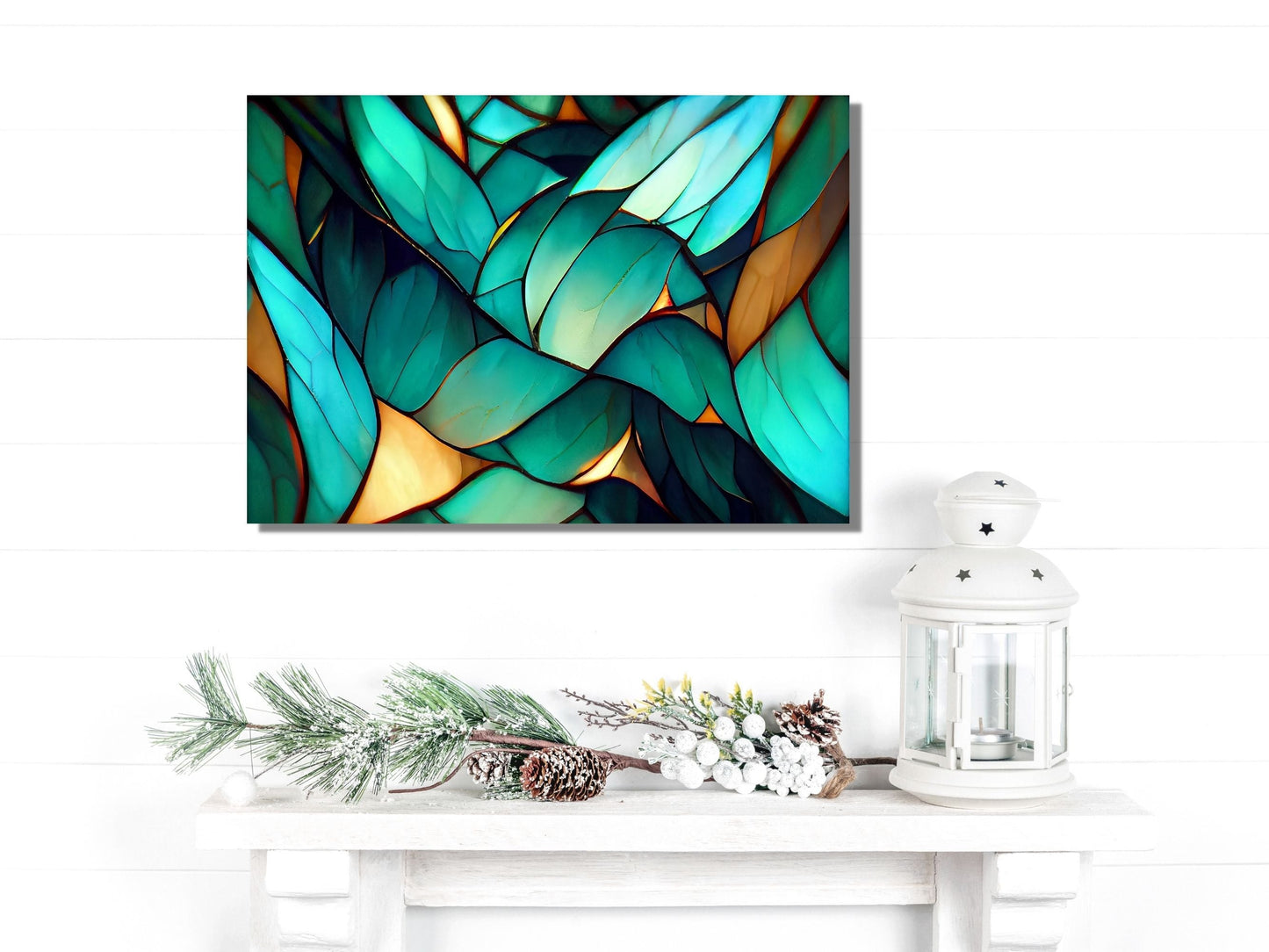 Abstract Floral Glass Printing Wall Art-Home Office Wall Painting Decor