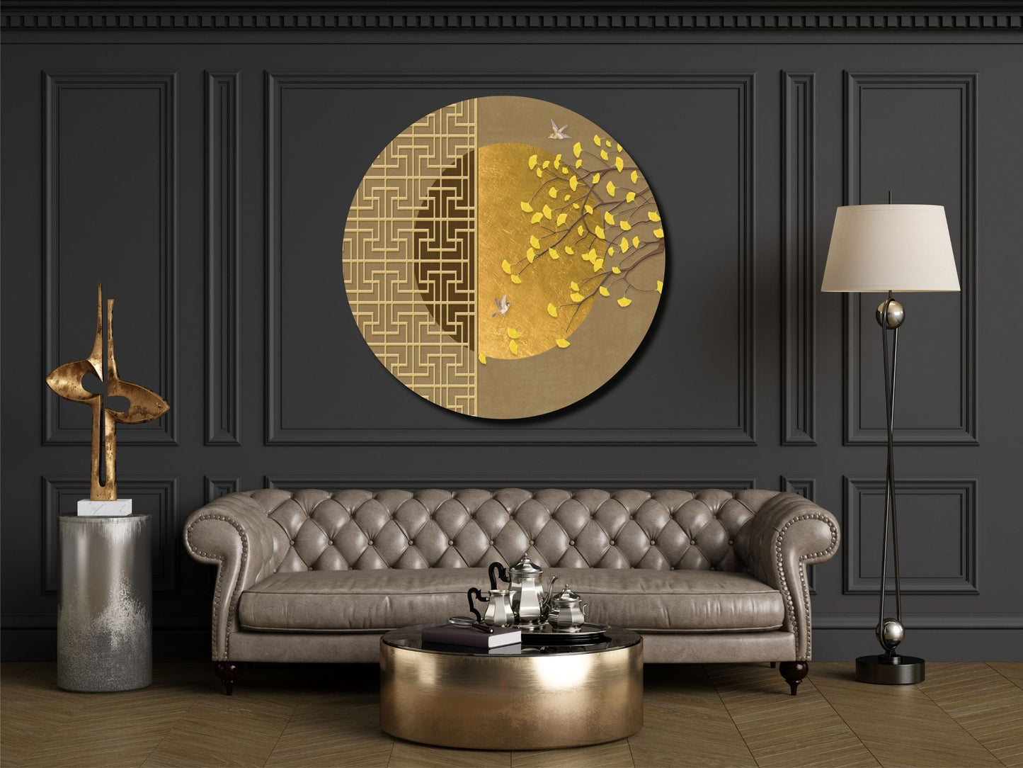 Abstract Gold Wall Art Decor-Home&Office Glass Printing Wall Painting