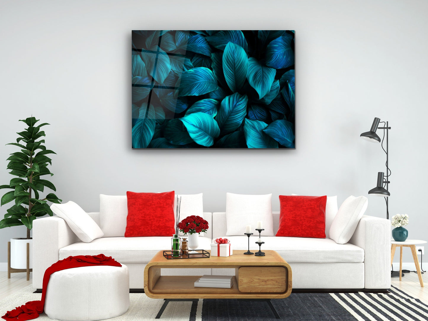 Abstract Floral Glass Printing Wall Art-Home Office Wall Painting Decor