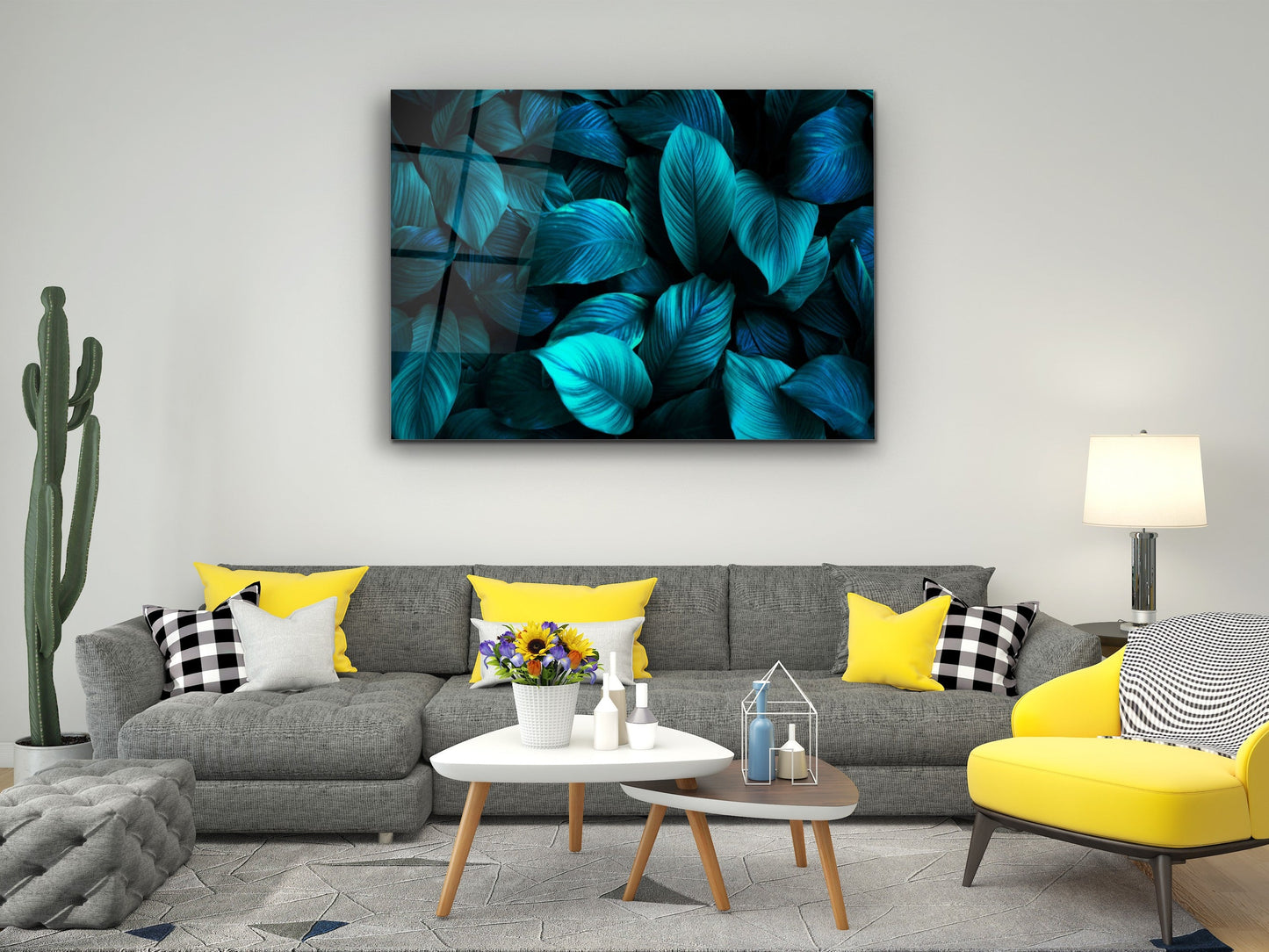 Abstract Floral Glass Printing Wall Art-Home Office Wall Painting Decor