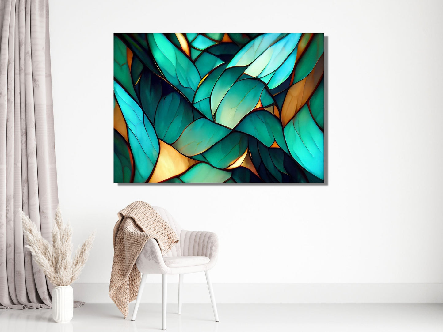 Abstract Floral Glass Printing Wall Art-Home Office Wall Painting Decor