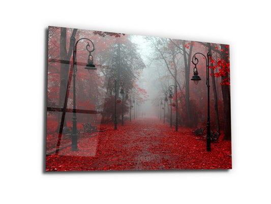 Red Forest Glass Printing Wall Art-Home Office Wall Painting Decoration