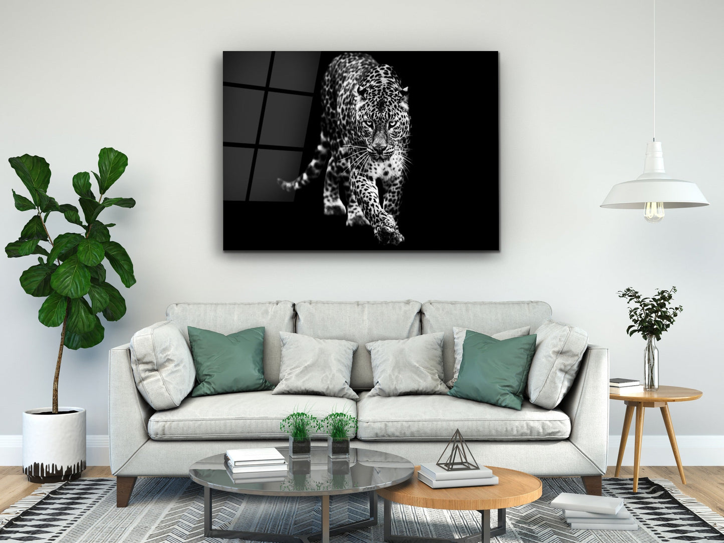 Leopard Glass Printing Wall Art-Home Office Wall Painting Decoration