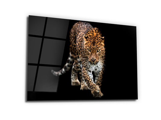 Leopard Glass Printing Wall Art-Home Office Wall Painting Decoration