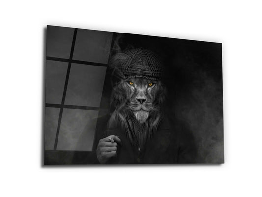 Lion Glass Printing Wall Art-Home Office Wall Painting Decoration