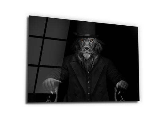 Lion Glass Printing Wall Art-Home Office Wall Painting Decoration