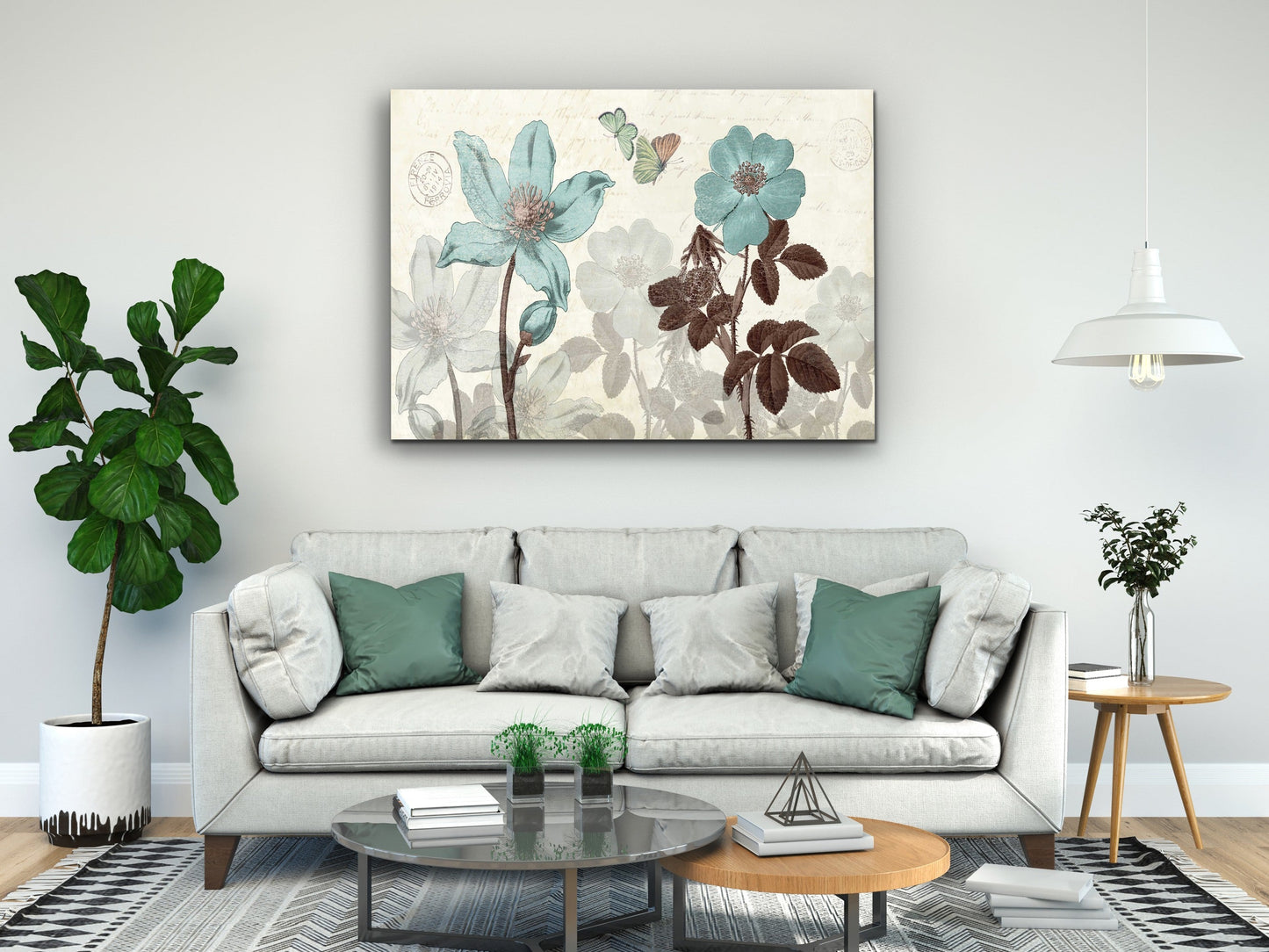 Abstract Floral Glass Printing Wall Art-Home Office Wall Painting Decor