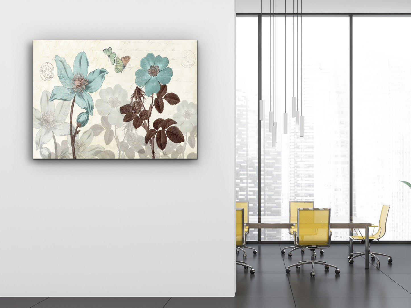 Abstract Floral Glass Printing Wall Art-Home Office Wall Painting Decor