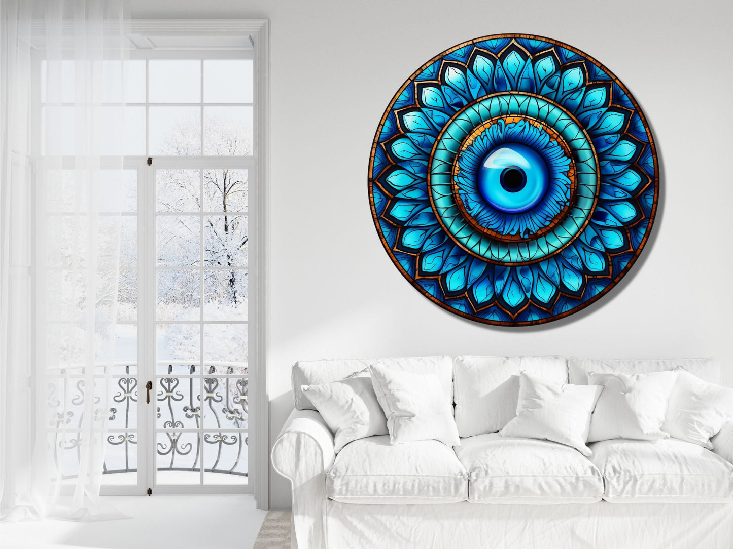 Round Evil Eye Glass Printing Wall Art-Home Office Wall Painting Decor