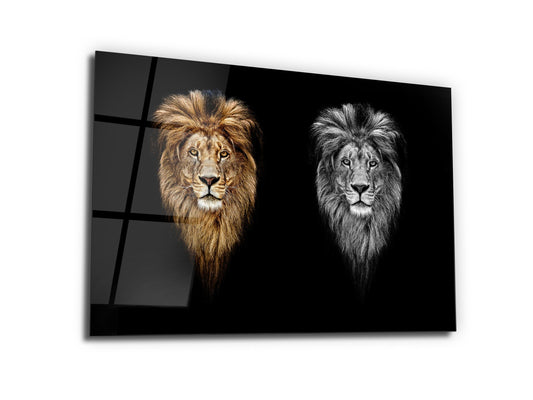 Lion Glass Printing Wall Art-Home Office Wall Painting Decoration