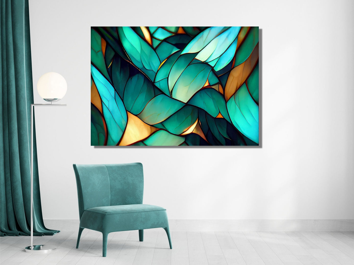 Abstract Floral Glass Printing Wall Art-Home Office Wall Painting Decor