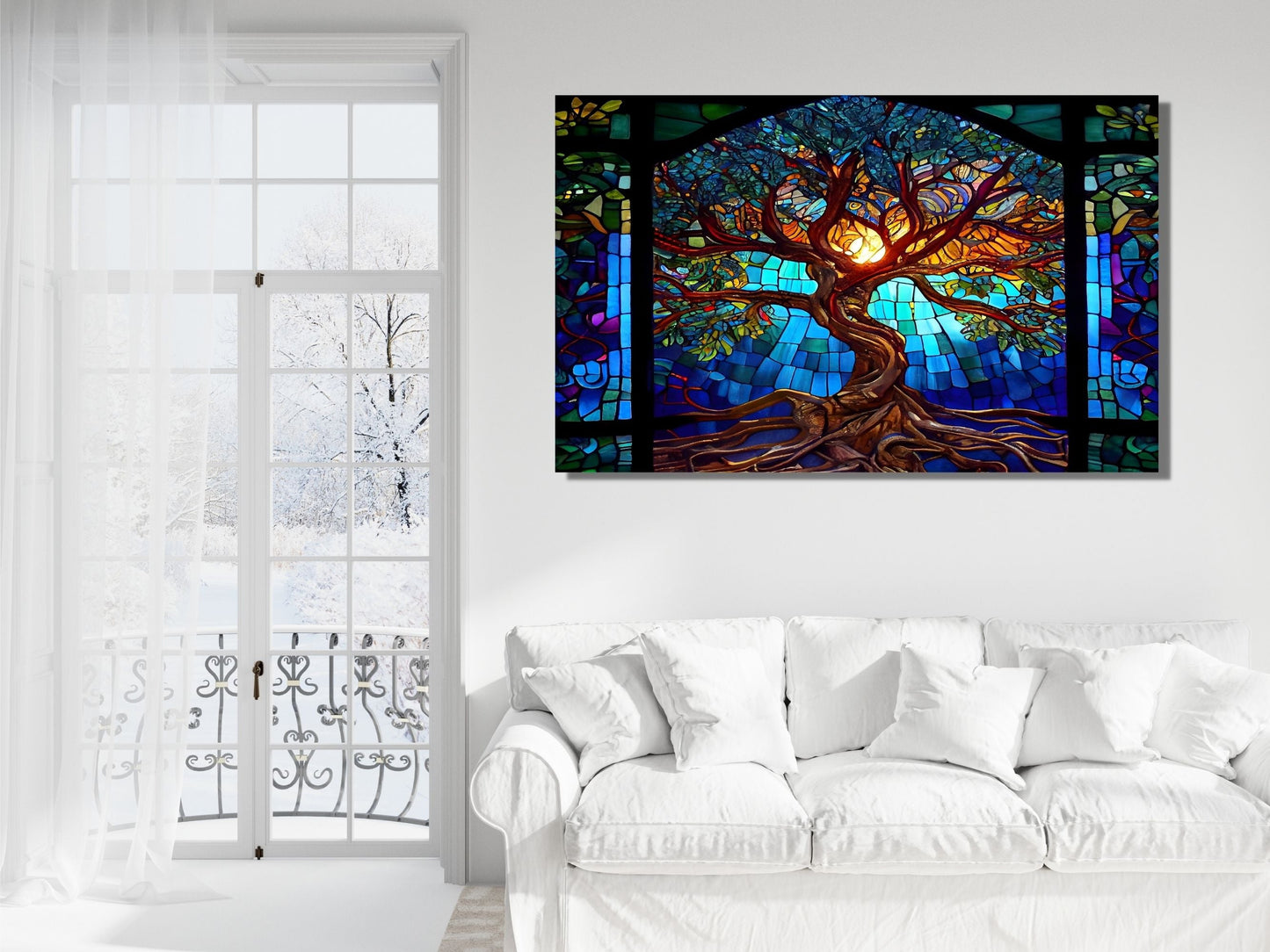 Stained Glass Wall Art Tree of Life Window-Wall Painting Decor