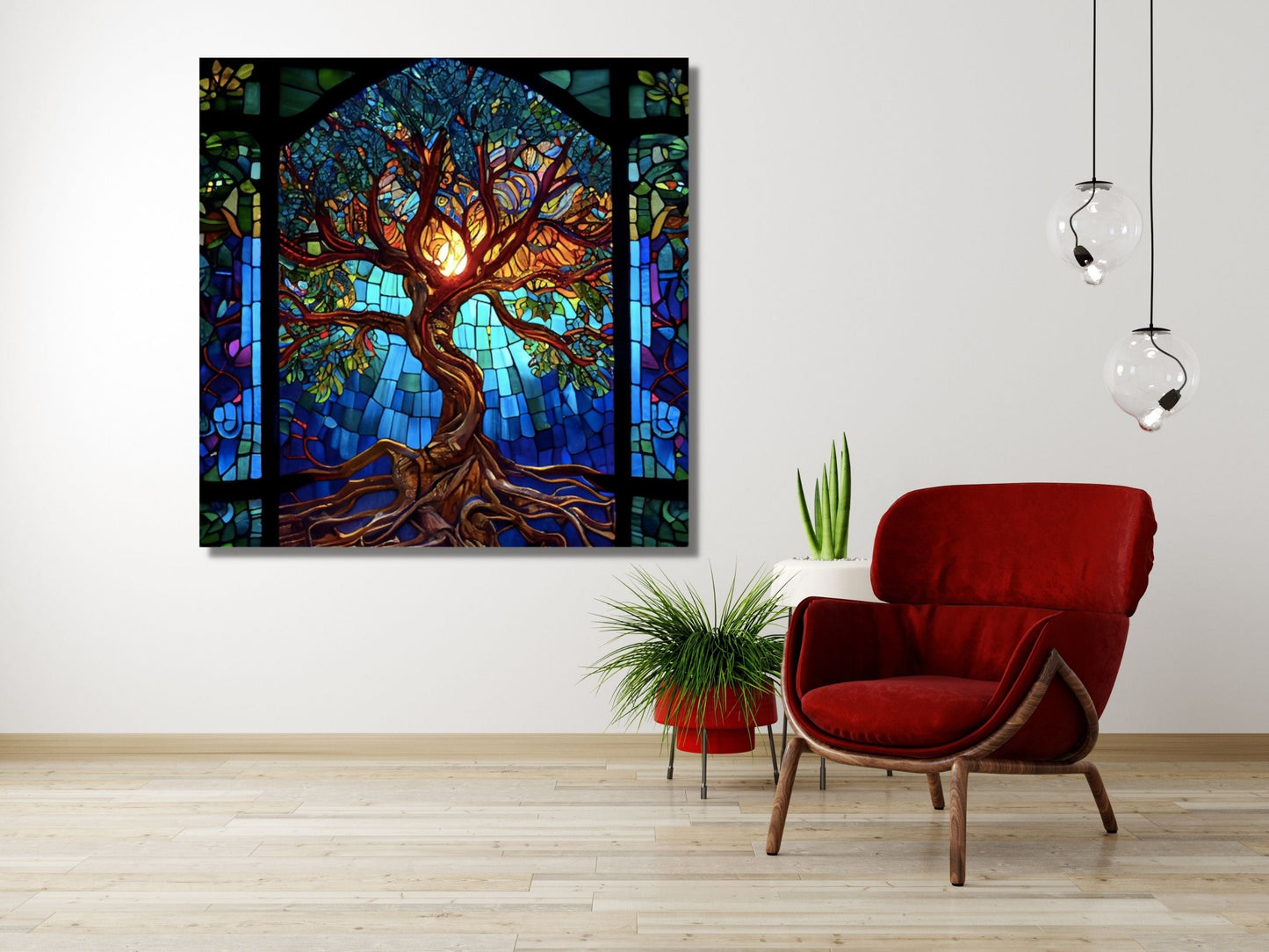 Stained Glass Wall Art Tree of Life Window-Wall Painting Decor
